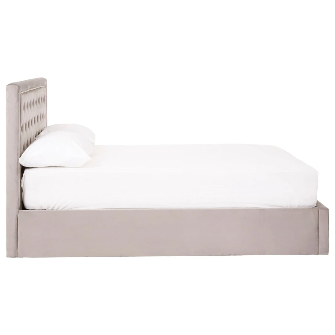 Hanaya Grey Velvet Ottoman Bed Double Studio 55