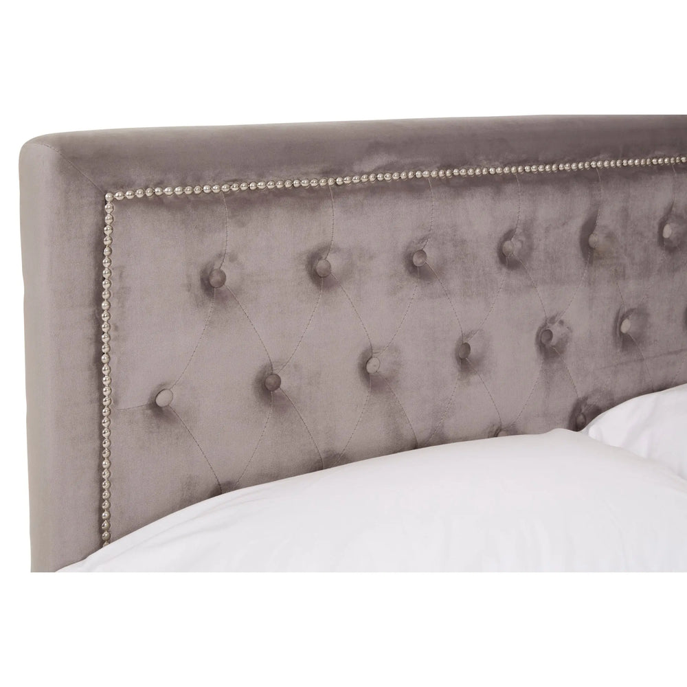 Hanaya Grey Velvet Ottoman Bed Double Studio 55
