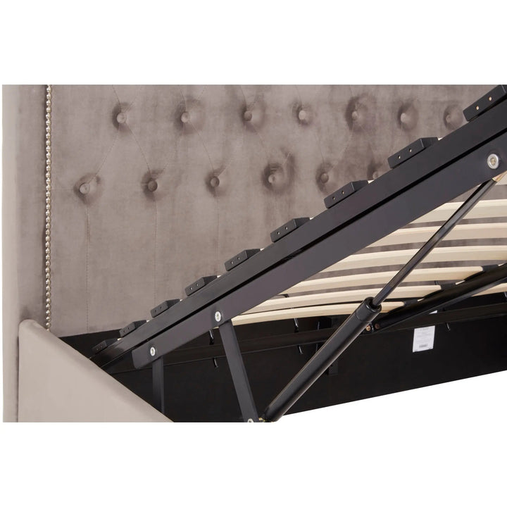 Hanaya Grey Velvet Ottoman Bed Double Studio 55