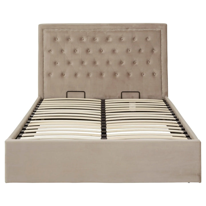 Hanaya Mink Velvet Ottoman Double Bed Studio 55