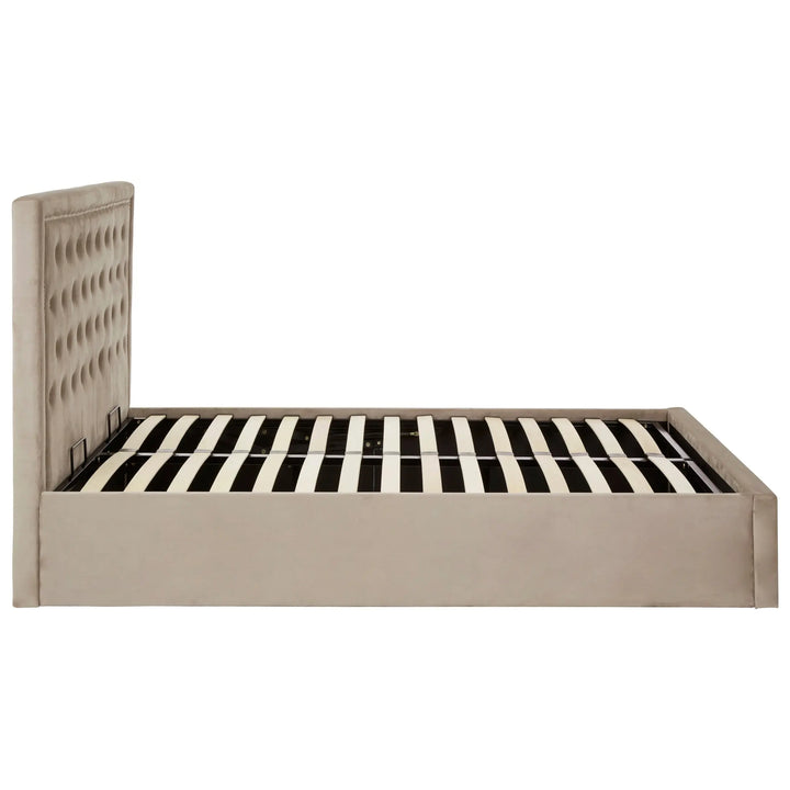 Hanaya Mink Velvet Ottoman Double Bed Studio 55