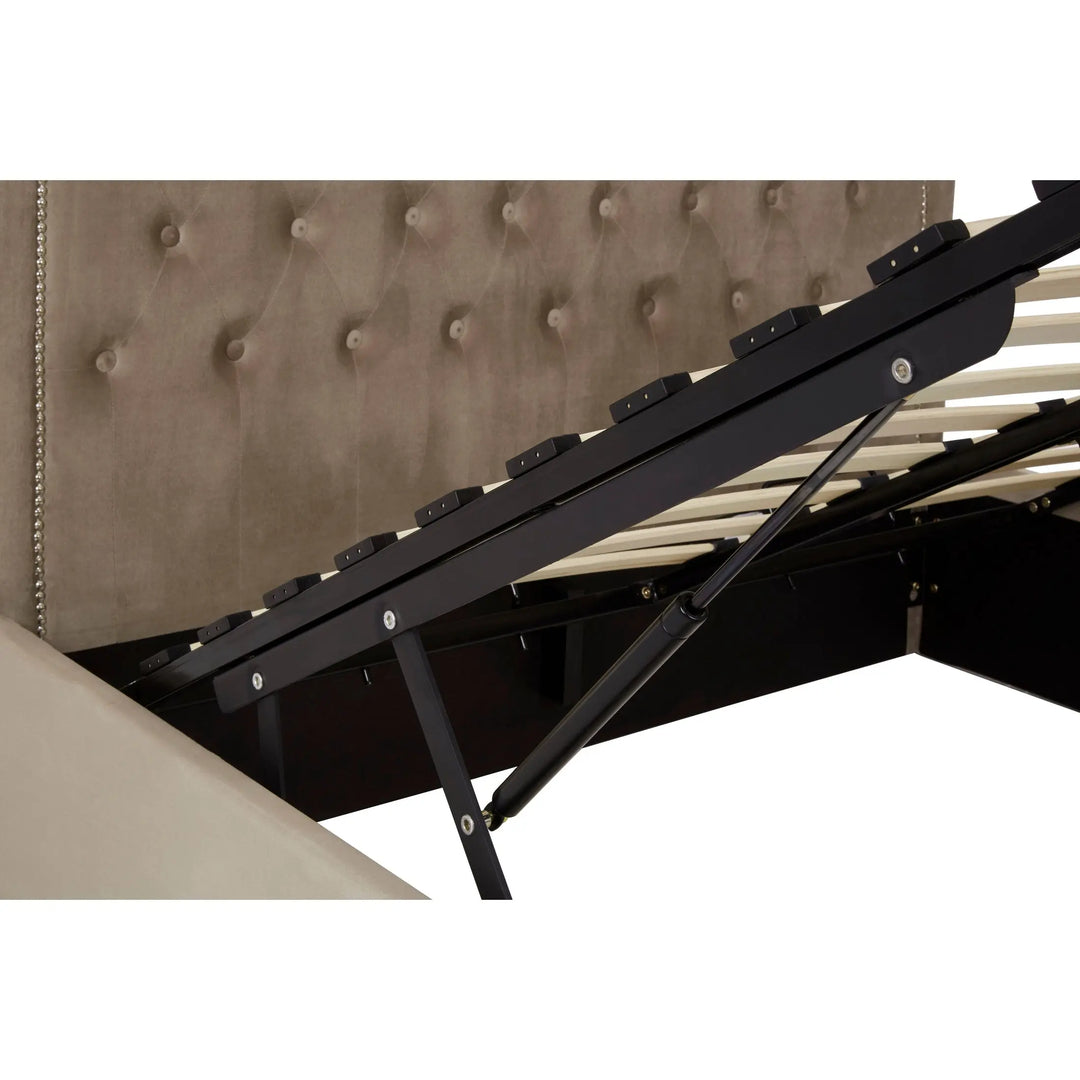 Hanaya Mink Velvet Ottoman Double Bed Studio 55