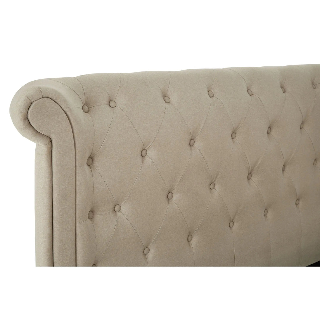 Edric Beige Double Ottoman Storage Bed with Wingback Headboard Studio 55