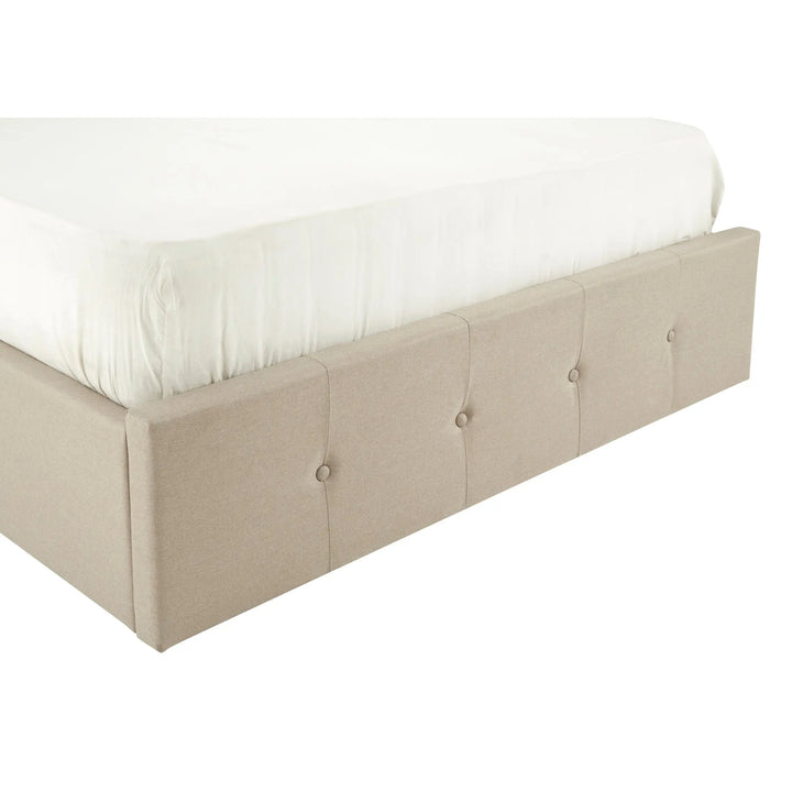 Edric Beige Double Ottoman Storage Bed with Wingback Headboard Studio 55