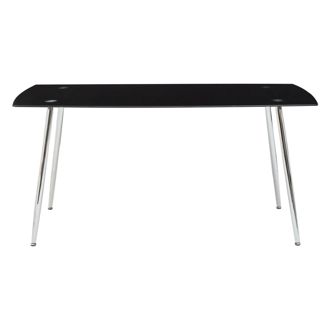Wivaro Black Tempered Glass Dining Table with 6 Chairs Studio 55