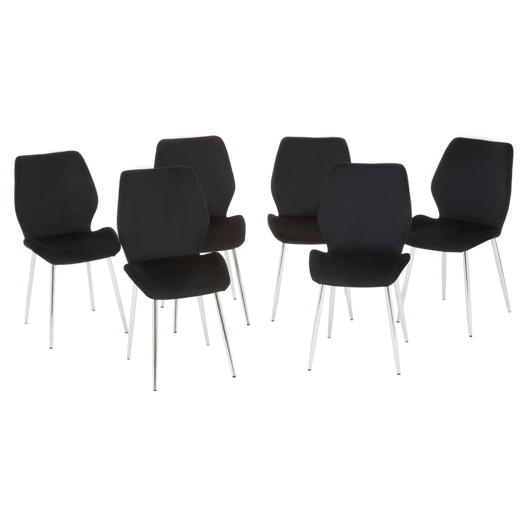 Wivaro Black Tempered Glass Dining Table with 6 Chairs Studio 55
