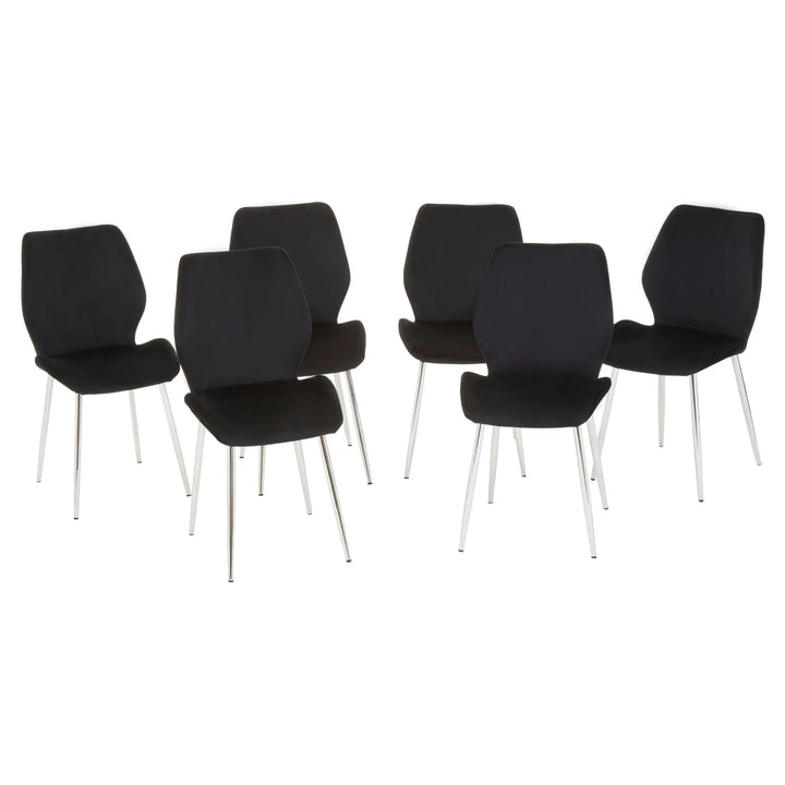 Wivaro Black Tempered Glass Dining Table with 6 Chairs Studio 55