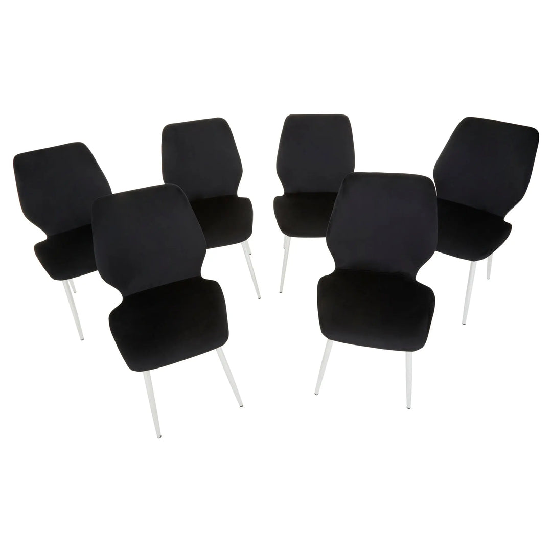Wivaro Black Tempered Glass Dining Table with 6 Chairs Studio 55