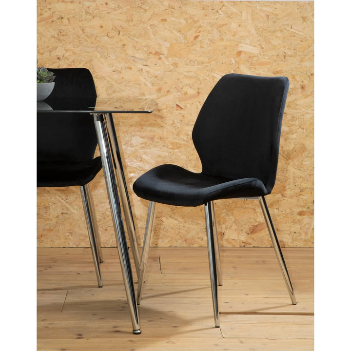 Wivaro Black Tempered Glass Dining Table with 6 Chairs Studio 55