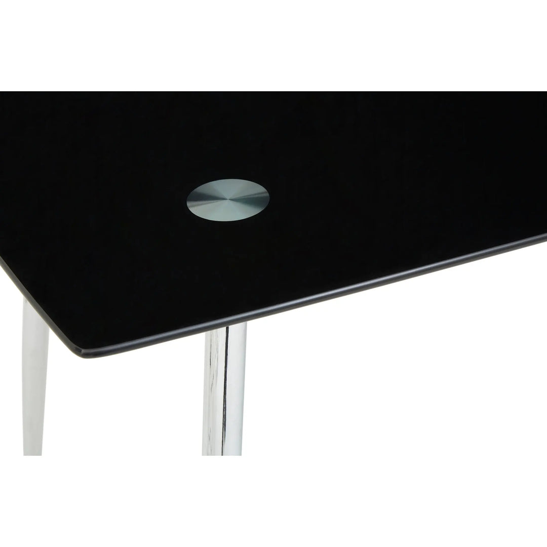 Wivaro Black Tempered Glass Dining Table with 6 Chairs Studio 55