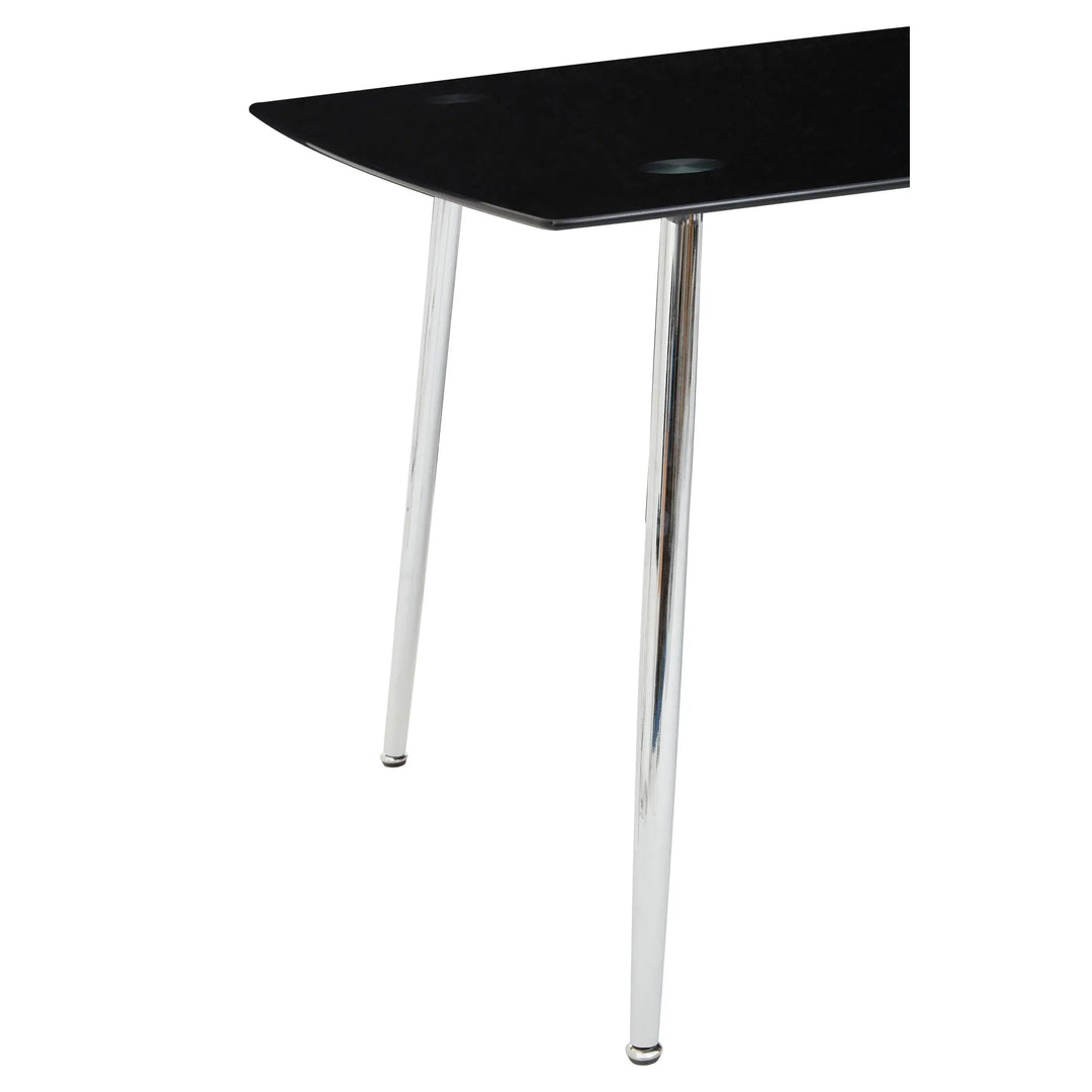 Wivaro Black Tempered Glass Dining Table with 6 Chairs Studio 55