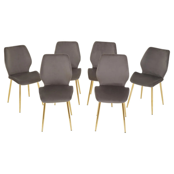 Wivaro Smoked Glass Dining Table with 6 Chairs Set Studio 55