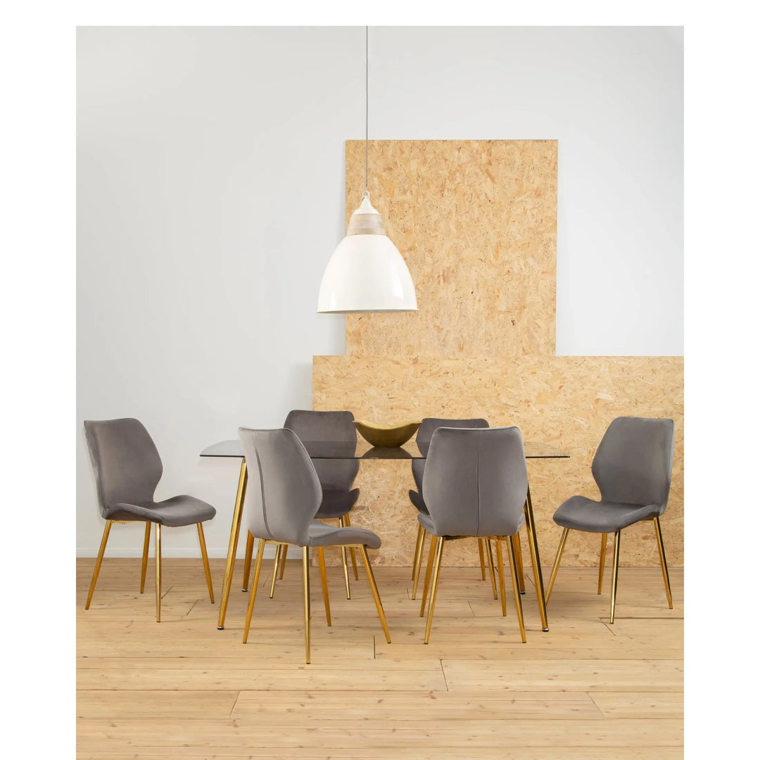 Wivaro Smoked Glass Dining Table with 6 Chairs Set Studio 55