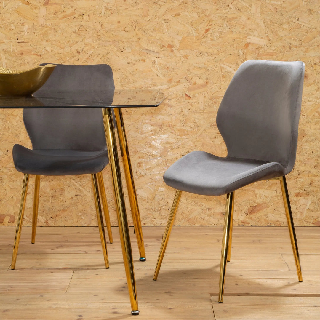 Wivaro Smoked Glass Dining Table with 6 Chairs Set Studio 55