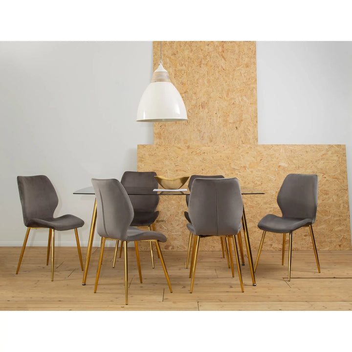 Wivaro Smoked Glass Dining Table with 6 Chairs Set Studio 55