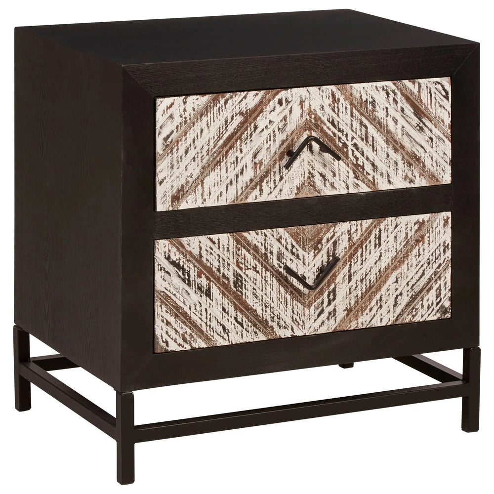 Lazano Black 2 Drawer Bedside Table Studio 55