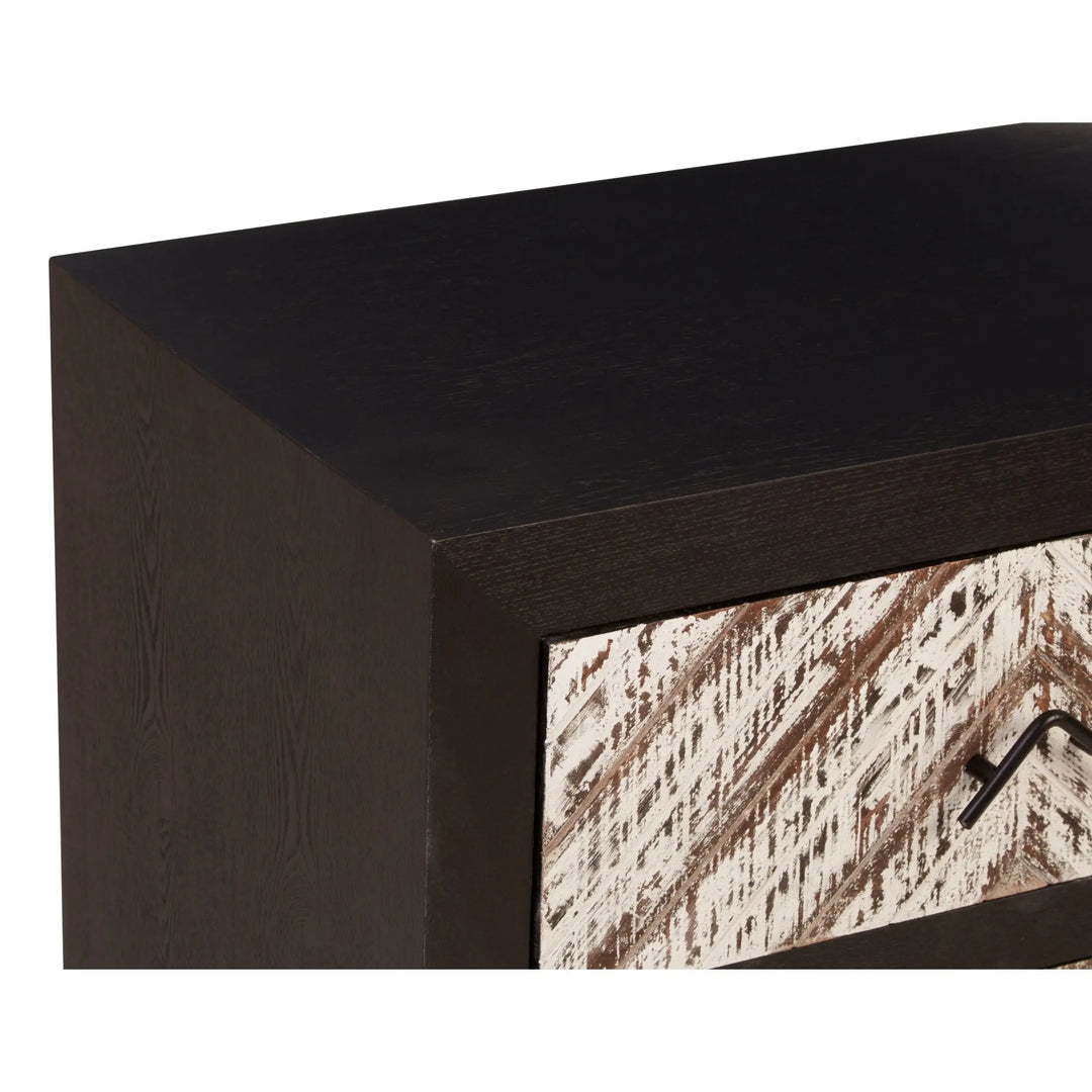 Lazano Black 2 Drawer Bedside Table Studio 55