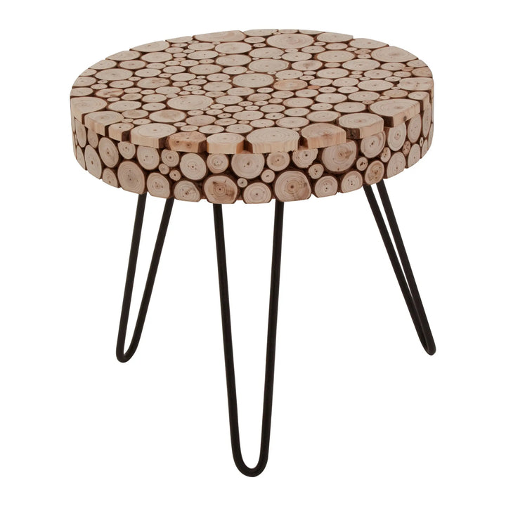 Lucera Wooden Round Side Table with Hairpin Legs Studio 55
