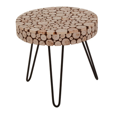 Lucera Wooden Round Side Table with Hairpin Legs Studio 55