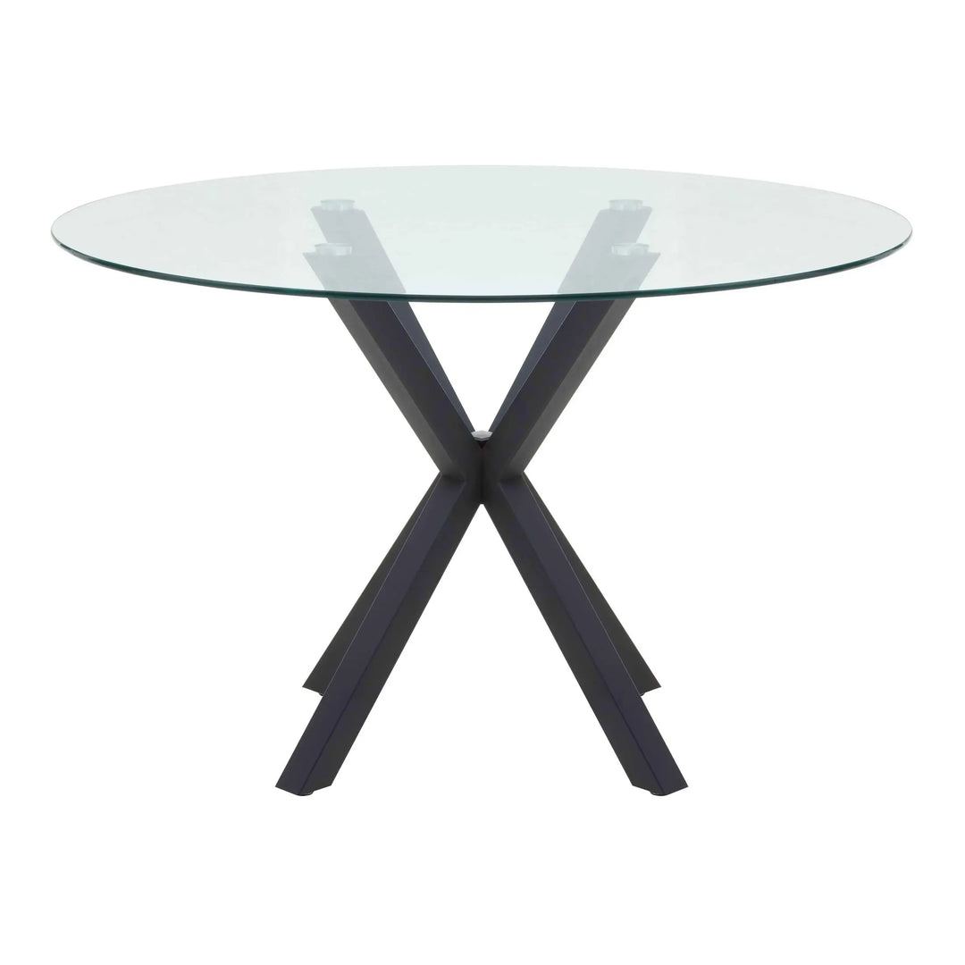 Stamford Round Glass Dining Table with Black Metal Star Base Studio 55