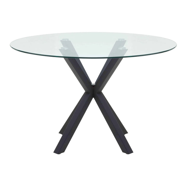 Stamford Round Glass Dining Table with Black Metal Star Base Studio 55