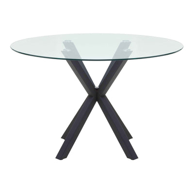 Stamford Round Glass Dining Table with Black Metal Star Base Studio 55