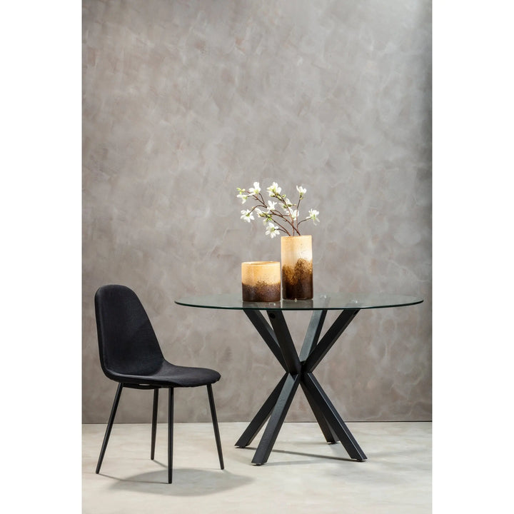 Stamford Round Glass Dining Table with Black Metal Star Base Studio 55