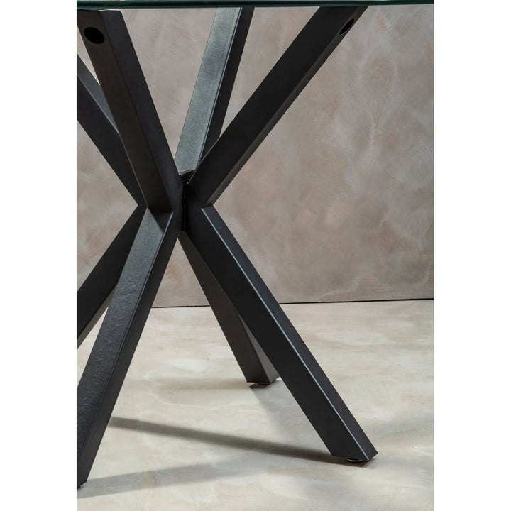 Stamford Round Glass Dining Table with Black Metal Star Base Studio 55