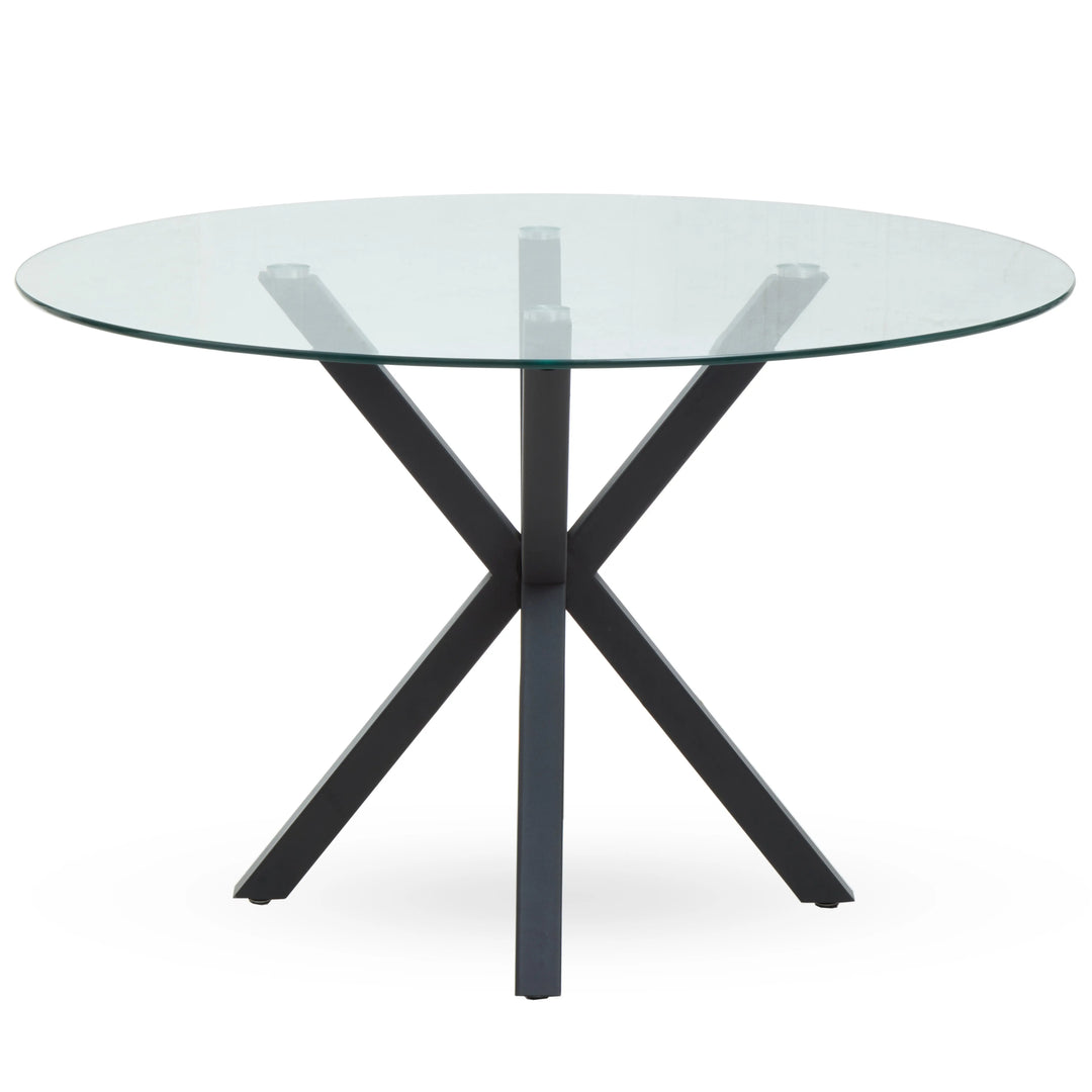 Stamford Round Glass Dining Table with Black Metal Star Base Studio 55