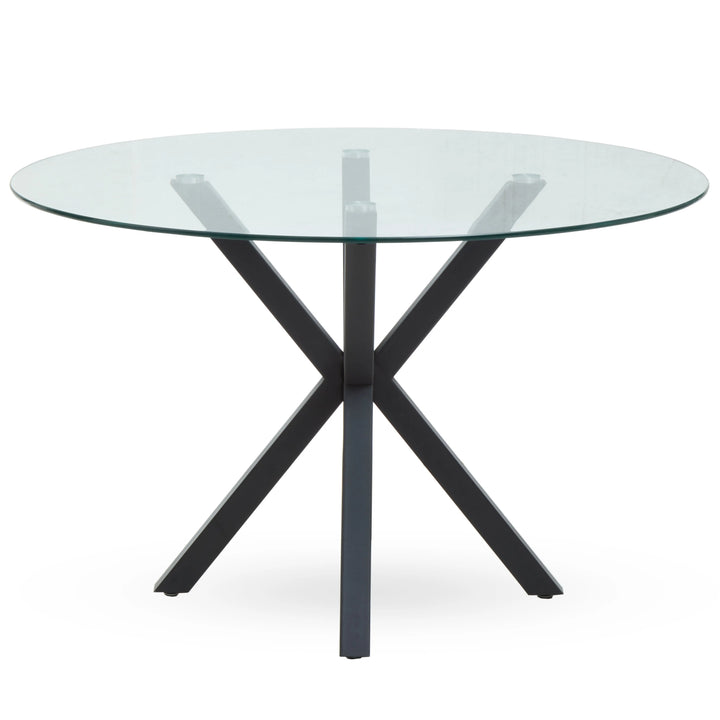 Stamford Round Glass Dining Table with Black Metal Star Base Studio 55
