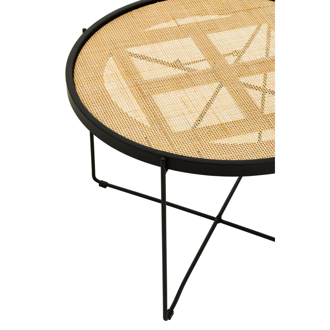 Derok Rattan Round Coffee Table With Cross Metal Legs Studio 55