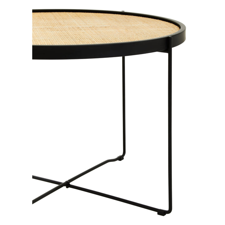 Derok Rattan Round Coffee Table With Cross Metal Legs Studio 55
