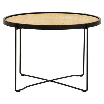 Derok Rattan Round Coffee Table With Cross Metal Legs Studio 55