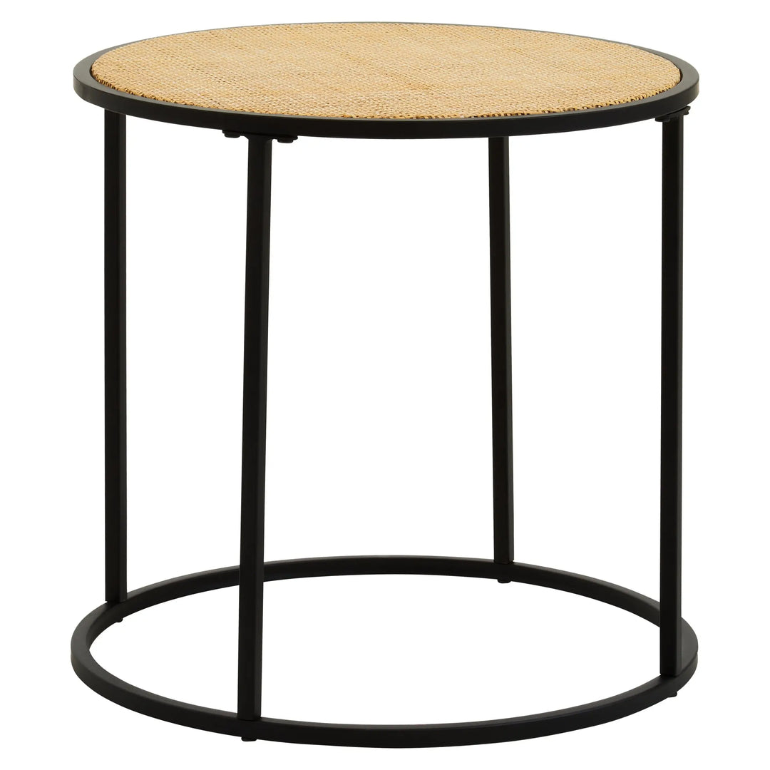 Derok Rattan And Metal Round Side Table Studio 55