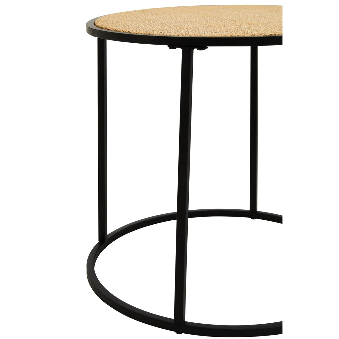 Derok Rattan And Metal Round Side Table Studio 55