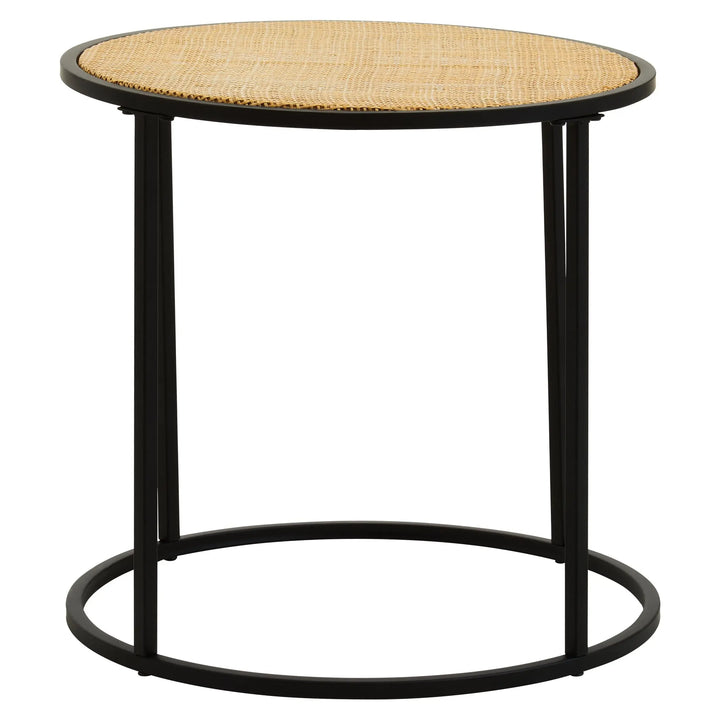 Derok Rattan And Metal Round Side Table Studio 55