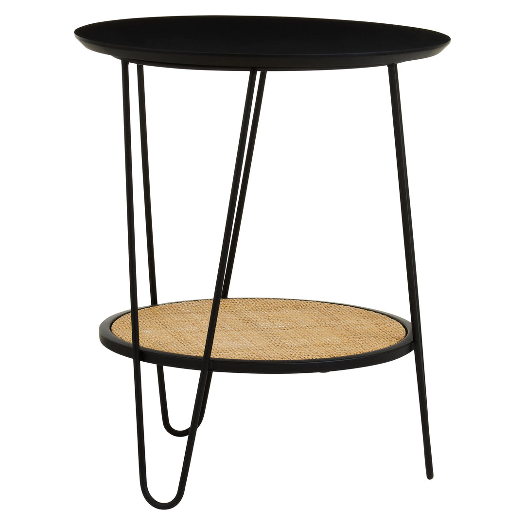Derok Rattan And Metal Side Table With Hairpin Legs Studio 55