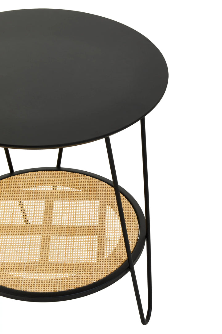 Derok Rattan And Metal Side Table With Hairpin Legs Studio 55