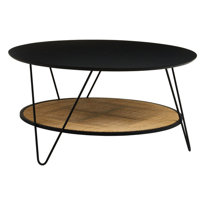 Derok Rattan And Metal Coffee Table With Hairpin Legs Studio 55