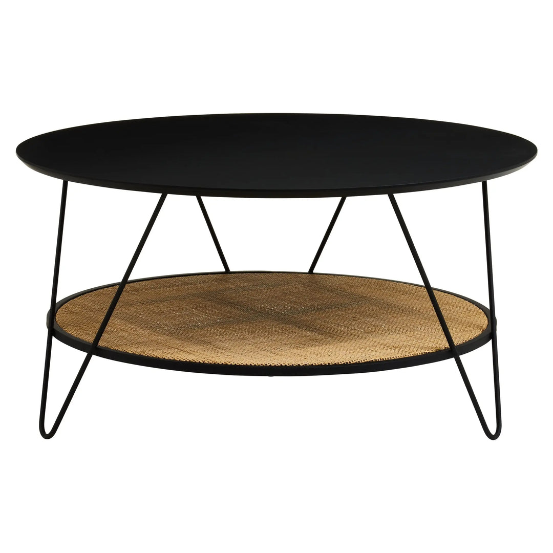 Derok Rattan And Metal Coffee Table With Hairpin Legs Studio 55