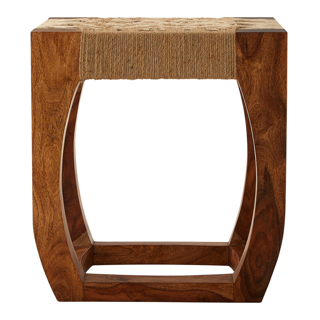 Bora Sheesham Wood And Jute Boho Stool Studio 55