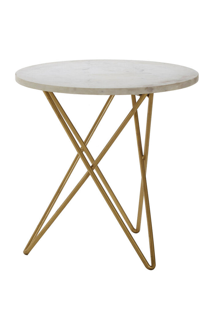 Nirvan White Marble With Gold Geometric Legs Side Table Studio 55