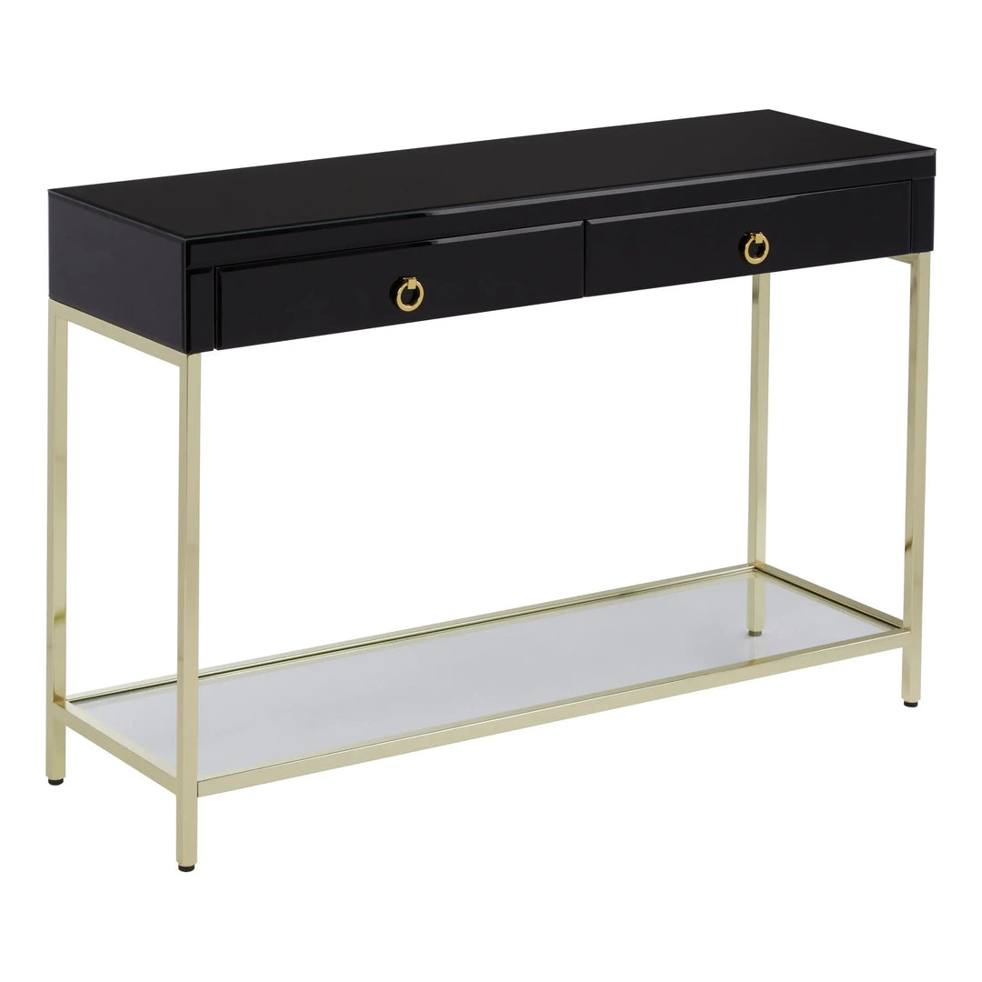 Kensford Townhouse Black Mirror Console Table with Gold Frame Studio 55