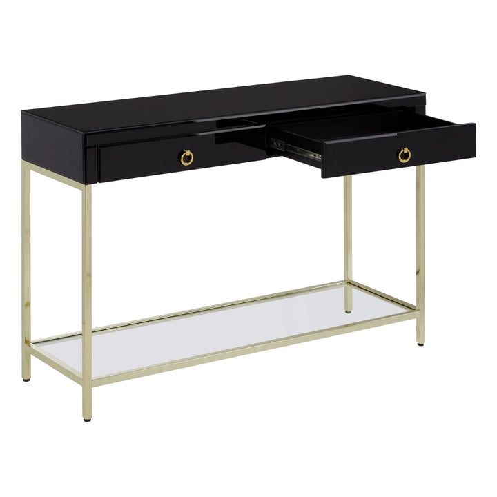 Kensford Townhouse Black Mirror Console Table with Gold Frame Studio 55