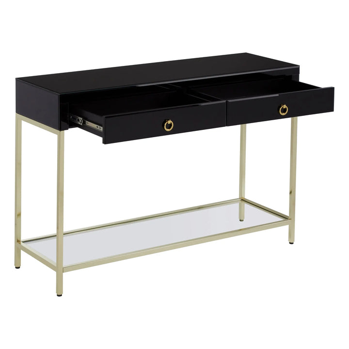 Kensford Townhouse Black Mirror Console Table with Gold Frame Studio 55