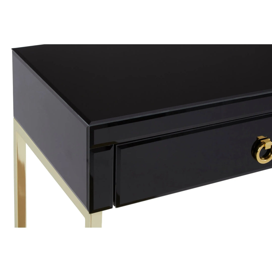 Kensford Townhouse Black Mirror Console Table with Gold Frame Studio 55