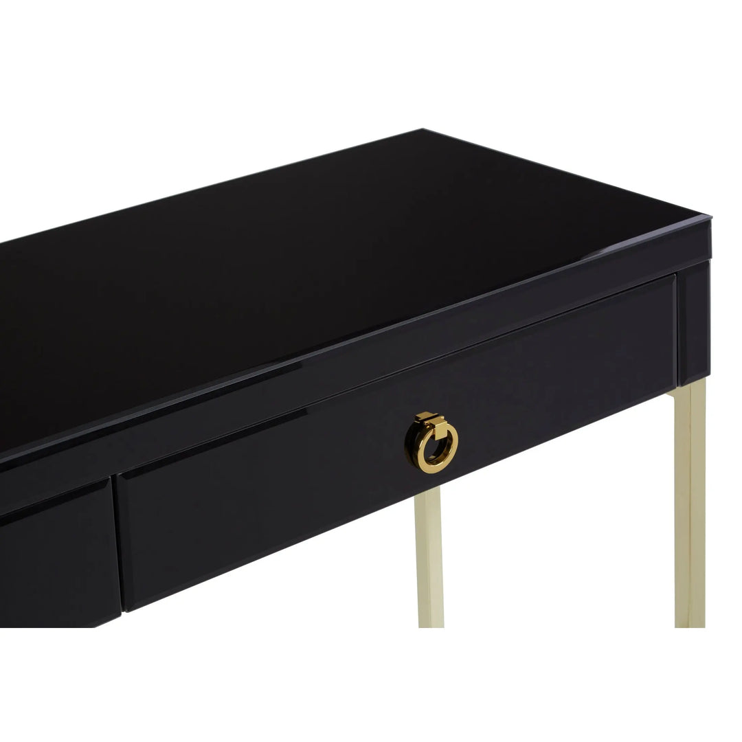 Kensford Townhouse Black Mirror Console Table with Gold Frame Studio 55
