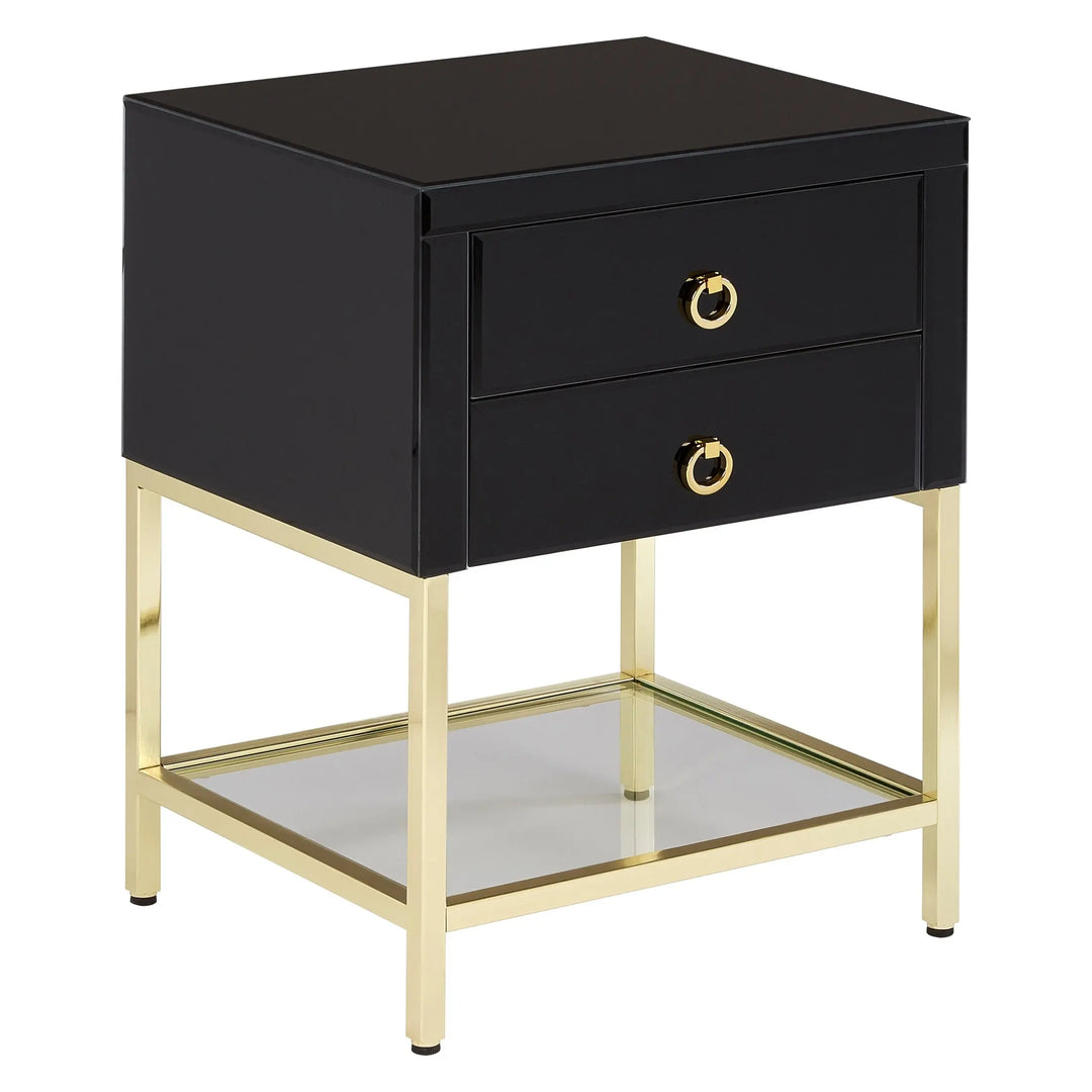 Kensford Townhouse Black 2 Drawer Side Table – Black Bedside Table with Storage Studio 55
