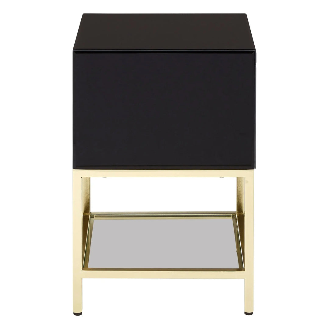 Kensford Townhouse Black 2 Drawer Side Table – Black Bedside Table with Storage Studio 55