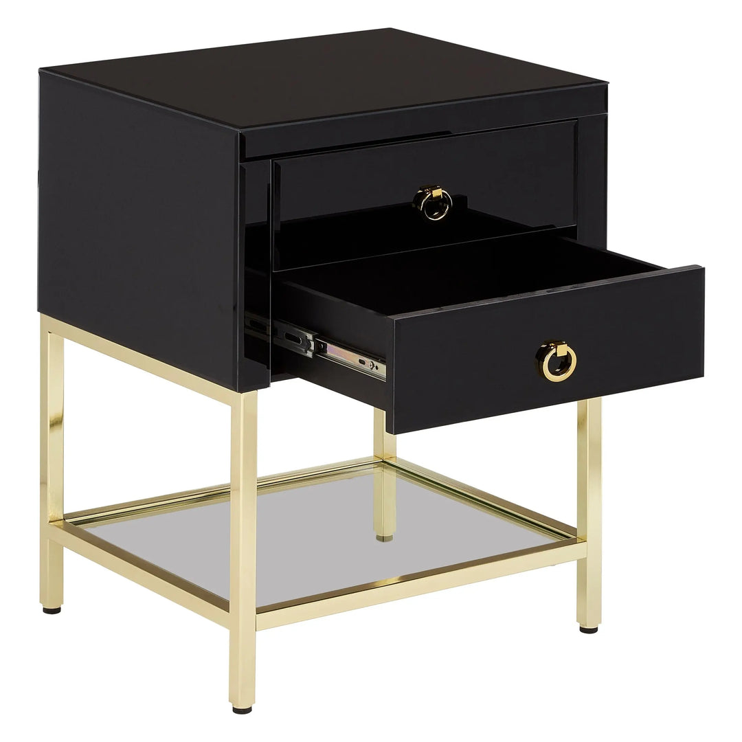 Kensford Townhouse Black 2 Drawer Side Table – Black Bedside Table with Storage Studio 55